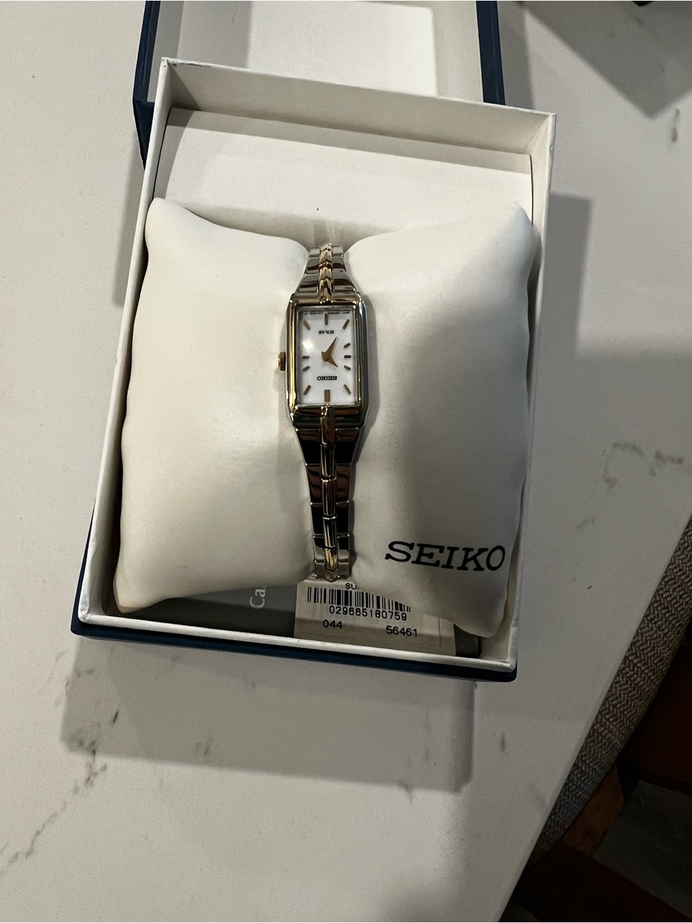 Seiko Two-Tone Silver and Gold Women's Rectangle Bracelet Watch